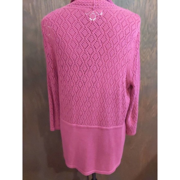 Set purple pointelle open cardigan Sleeveless Cowl set size Medium 3/4 sleeve - Picture 3 of 10